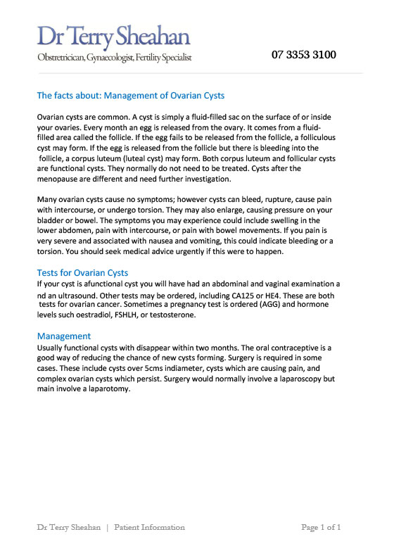 Management of Ovarian Cysts